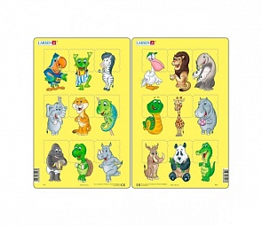 Пазл Животные, 9 деталей, 2 вида (Larsen, N6)